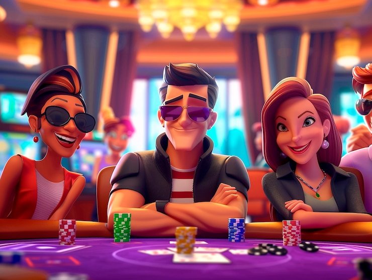 Dealer casino live sedang membagikan kartu di meja permainan